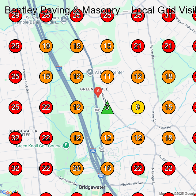 Bentley Paving & Masonry GeoGrid visibility map for Paving Contractor in Bound Brook